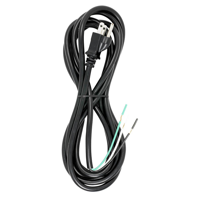 Satco 90-2325 10 Foot 18/3 SJT 105C Heavy Duty Cord Set Black Finish 50 Carton 3 Prong Molded Plug Stripped And Slit