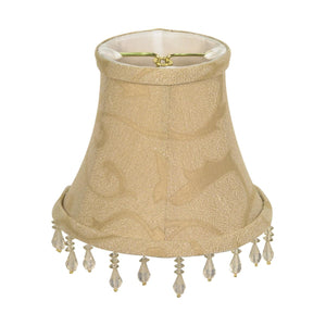 Satco 90-2358 Clip On Shade Beige Beaded Floral 3" Top 5" Bottom 4-1/4" Side