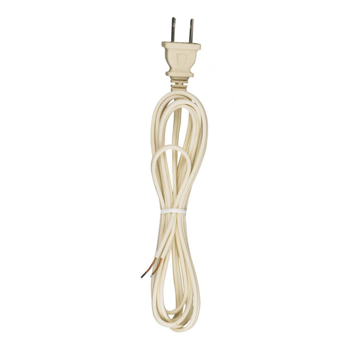 Satco 90-2416 7 Foot 18/2 SPT-1 105C Cord Set Ivory Finish 36" Hank 200 Carton Molded Polarized Plug Tinned Tips 3/4" Strip With 2" Slit