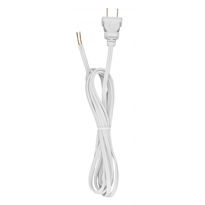 Satco 90-2417 7 Foot 18/2 SPT-1 105C Cord Set White Finish 36" Hank 200 Carton Molded Polarized Plug Tinned Tips 3/4" Strip With 2" Slit