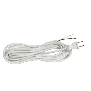 Satco 90-2574 15 Foot 18/2 SVT 105C Heavy Duty Cord Set White Finish 50 Carton 2 Prong Molded Plug Stripped And Slit