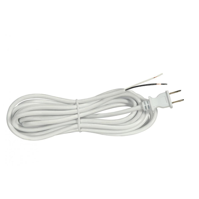 Satco 90-2574 15 Foot 18/2 SVT 105C Heavy Duty Cord Set White Finish 50 Carton 2 Prong Molded Plug Stripped And Slit