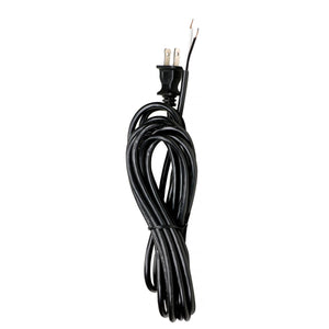 Satco 90-2575 15 Foot 18/2 SVT 105C Heavy Duty Cord Set Black Finish 50 Carton 2 Prong Molded Plug Stripped And Slit