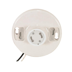 Satco 90-2580 Keyless White Porcelain GU24 Ceiling Receptacle 6" AWM B/W Leads 105C 4-3/8" Diameter 300W 300V