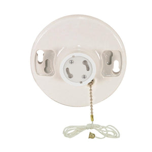 Satco 90-2581 4 Terminal White Phenolic GU24 On-Off Pull Chain Ceiling Receptacle Screw Terminals 4-3/8" Diameter 150W 250V