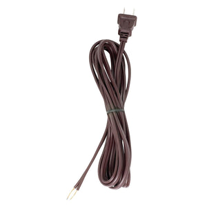 Satco 90-2599 10 Foot 18/2 SPT-2 105C Cord Set Brown Finish 36" Hank 150 Carton Molded Polarized Plug Tinned Tips 3/4" Strip With 2" Slit