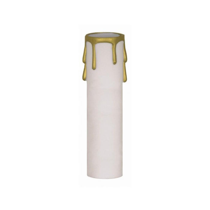 Satco 90-369 Plastic Drip Candle Cover White Plastic With Gold Drip 1-3/16" Inside Diameter 1-1/4" Outside Diameter 3" Height