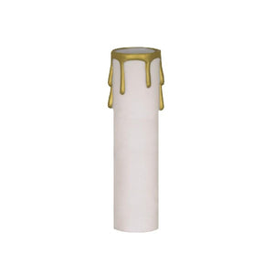 Satco 90-373 Plastic Drip Candle Cover White Plastic With Gold Drip 1-3/16" Inside Diameter 1-1/4" Outside Diameter 4" Height
