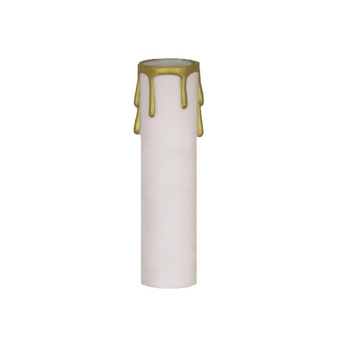 Satco 90-373 Plastic Drip Candle Cover White Plastic With Gold Drip 1-3/16" Inside Diameter 1-1/4" Outside Diameter 4" Height