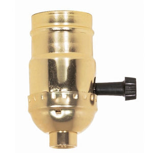 Satco 90-413 On-Off Turn Knob Socket With Removable Knob 1/8 IPS Aluminum Brite Gilt Finish 250W 250V 250 Master