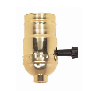 Satco 90-421 3 Terminal (2 Circuit) Turn Knob Socket With Removable Knobs 1/8 IPS Aluminum Brite Gilt Finish 250W 250V 250 Master
