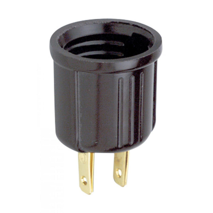 Satco 90-437 Polarized Socket Outlet Adapter Medium Base 660W 125V Brown Finish