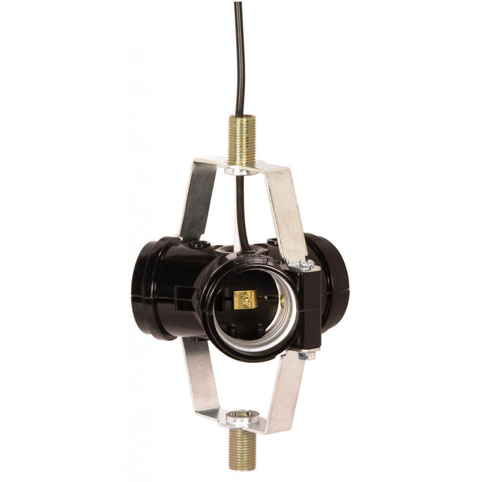 Satco 90-463 Phenolic 3-Light Cluster Socket 1-3/4" 1/8 IP Threaded Top Bracket With 5/8" Pipe 12" AWM B/W Leads 105C 660W 250V