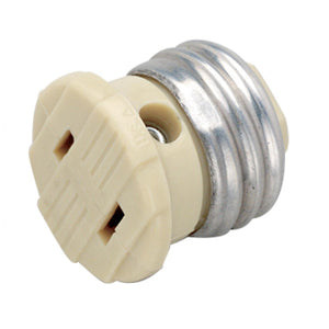 Satco 90-546 Polarized Socket Plug Adapter Medium Base 660W 125V Ivory Finish