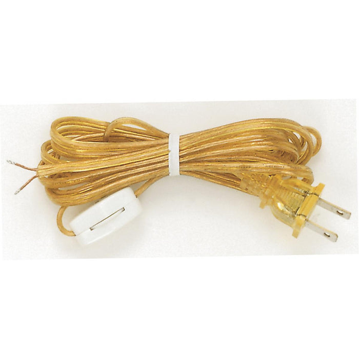 Satco 90-723 8 Ft. Cord Sets with Line Switches Molded Plug Tinned tips 3/4" Strip with 2" Slit Switch 24" From Free End 36" Hank