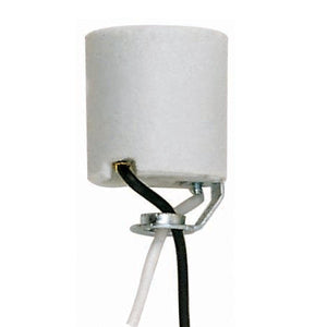 Satco 90-759 Keyless Porcelain Socket With Hickey 24" Leads Unglazed 660W 250V