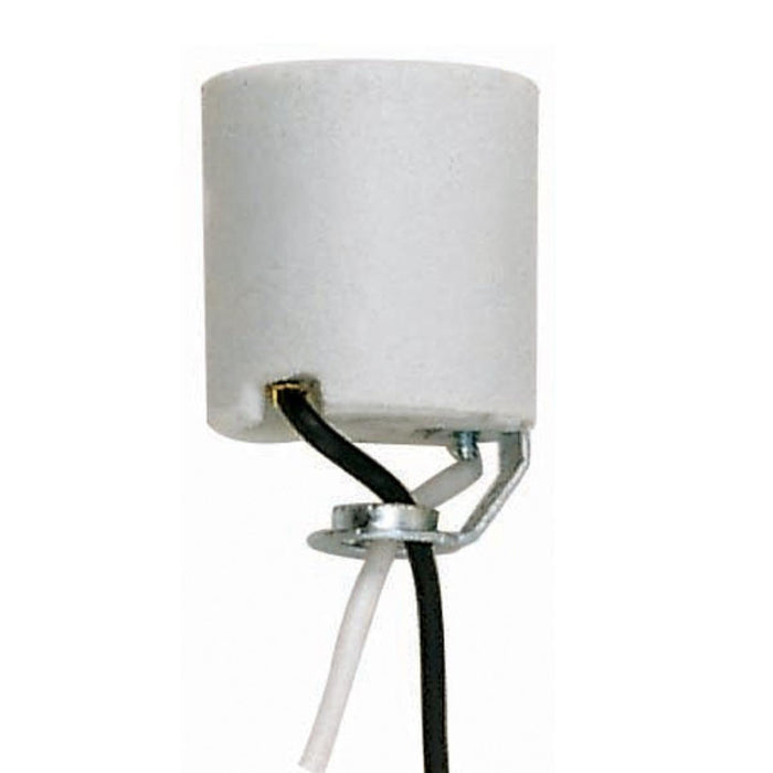 Satco 90-759 Keyless Porcelain Socket With Hickey 24" Leads Unglazed 660W 250V
