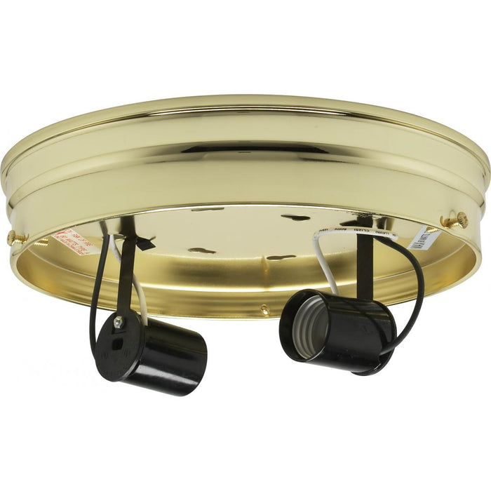 Satco 90-876 8" 2-Light Ceiling Pan Brass Finish Includes Hardware 60W Max