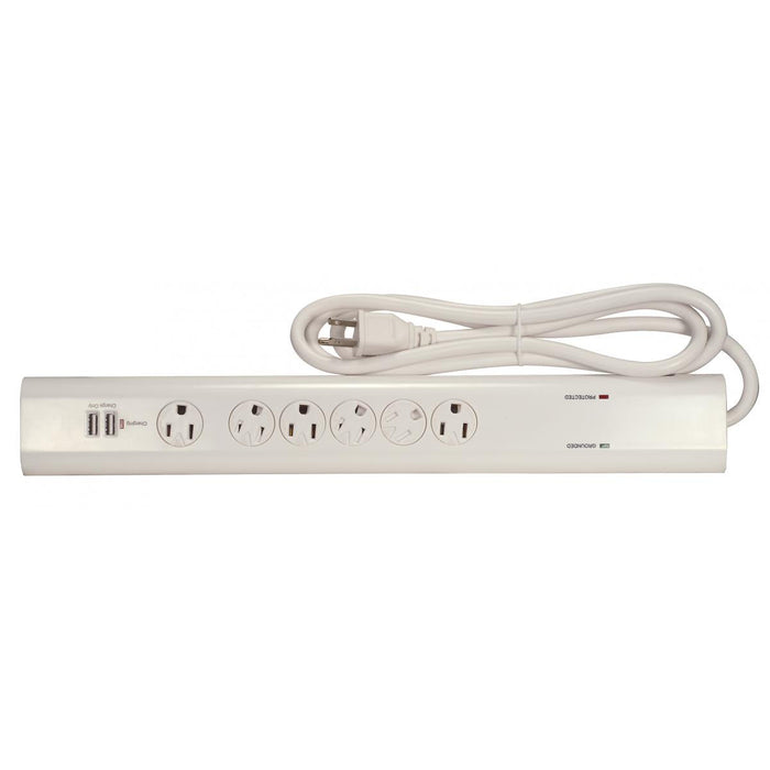 Satco 91-231 6 Outlet Surge Strip 6 Foot 14/3 SJT With Straight Plug 900 Joules 15A-120V 1875W
