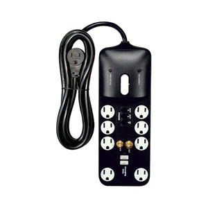 Satco 91-234 8 Outlet Surge Strip 6 Foot 14/3 SJT With Flat Plug 3000 Joules 15A-120V 1875W