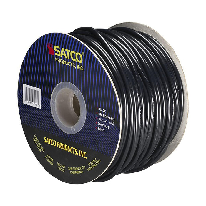 Satco 93-183 Pulley Bulk Wire 18/2 SVT 105C Pulley Cord 250 Foot/Spool Black