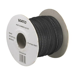 Satco 93-320 Lighting Bulk Wire 18/1 Stranded AWM UL 3321 150C 500 Foot/Spool Black