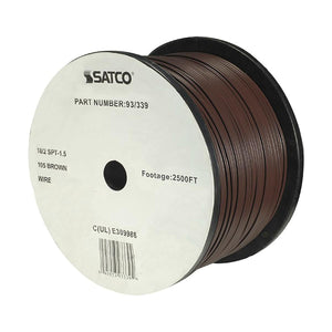 Satco 93-339 Lamp And Lighting Bulk Wire 18/2 SPT-1.5 105C 2500 Foot/Reel Brown