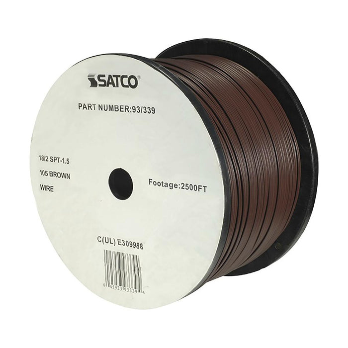 Satco 93-339 Lamp And Lighting Bulk Wire 18/2 SPT-1.5 105C 2500 Foot/Reel Brown