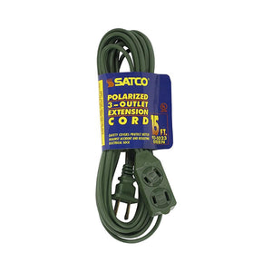 Satco 93-5023 15 Foot Extension Cord Green Finish 16/2 SPT-2 Indoor Only 13A-125V-1625W Rating