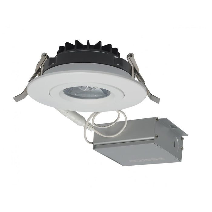 Satco S11618 12 watt LED Direct Wire Downlight Gimbaled 4 inch 3000K 120 volt Dimmable Round Remote Driver White