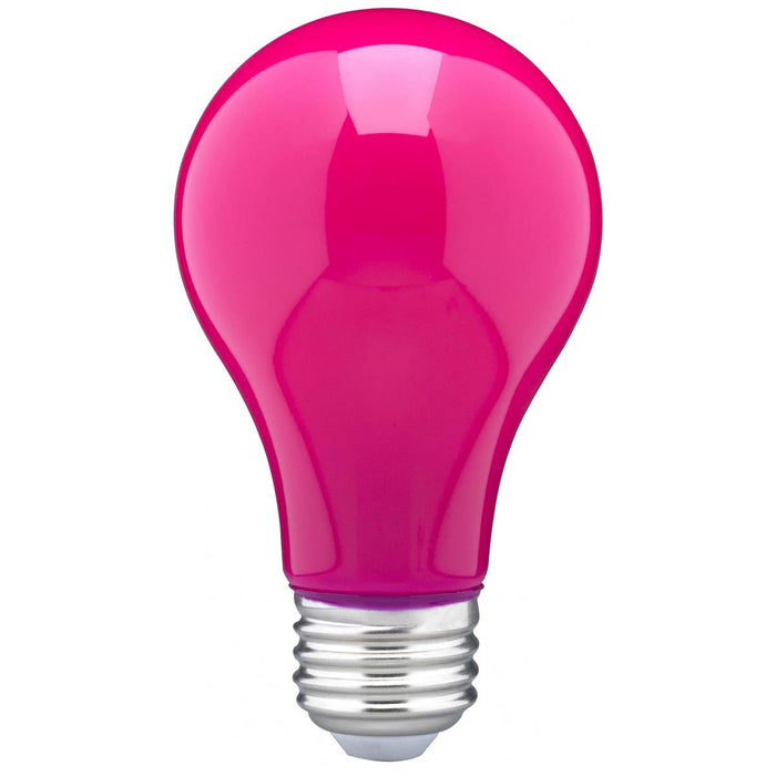 Satco S14989 8 Watt A19 LED Ceramic Pink Medium base 360 deg. Beam Angle 120 Volt