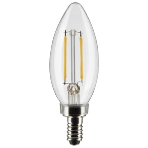 Satco S21268 4 Watt B11 LED; Clear; Candelabra base; 90 CRI; 5000K; 120 Volt