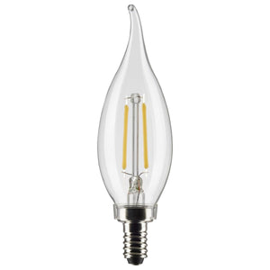 Satco S21299 4 Watt CA11 LED; Clear; Candelabra base; 90 CRI; 5000K; 120 Volt