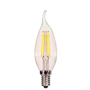 Replacement for Satco S29891 4 Watt CA11 LED Clear Candelabra base 3000K 350 Lumens 120 Volt - NOW S21297
