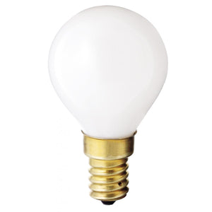 Satco S4708 40 Watt G14 Incandescent Gloss White 1500 Average rated hours 330 Lumens European base 130 Volt 2-Card