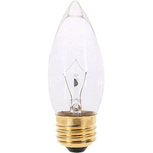 Satco S4740 40 Watt B10 Incandescent Clear 2000 Average rated hours 300 Lumens Medium base 120 Volt 2-Card