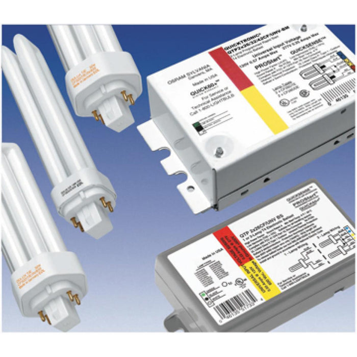 Satco S5226 QTP1/2X18CF/UNV/BS # of lamps: 1-2 CF18 Compact Fluorescent Programmed Start, < 10% THD, Universal Voltage Ballast