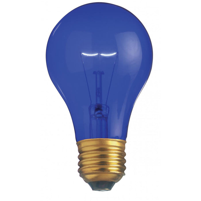 Satco S6082 25A/TB 25 Watt A19 Incandescent Transparent Blue 2000 Average rated hours Medium base 130 Volt