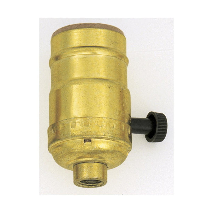 Satco S70-412 Standard 3-Way Socket With Turn Knob Brite Gilt Finish