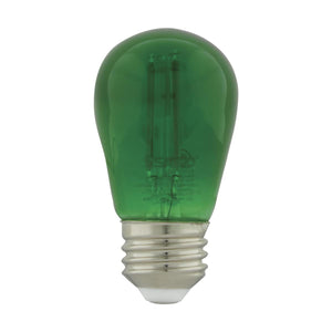 Satco S8024 1W/LED/S14/GREEN/120V/ND/4PK 1 Watt S14 LED Filament Green Transparent Glass Bulb E26 Base 120 Volt Non-Dimmable Pack of 4