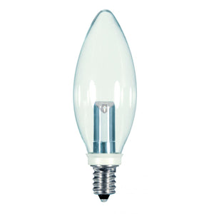 Satco S9152 1W CTC/LED/120V/CD 1 Watt LED BA9 1/2 Clear 2700K Candelabra base 120 Volt Carded