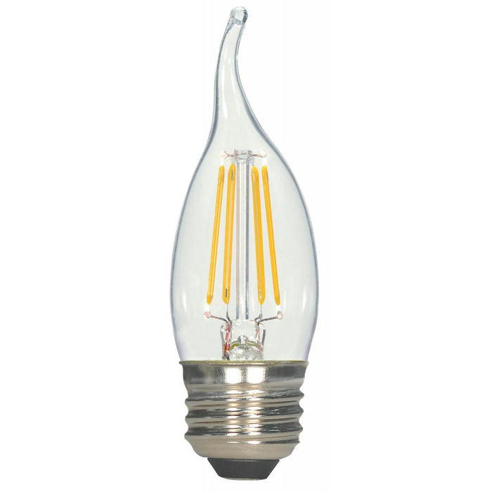 Satco S9965 5.5W EFC/LED/27K/CL/120V 5.5 Watt CA11 LED Flame tip shape Clear Medium base 2700K 500 Lumens 120 Volt