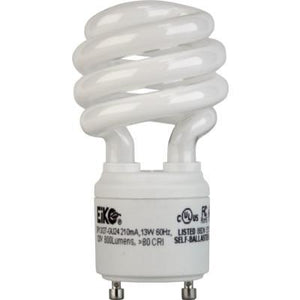 Mini Spiral Compact Fluorescent Bulb - GU24 Twist & Lock Base - 13W, 18W, 23W - EIKO