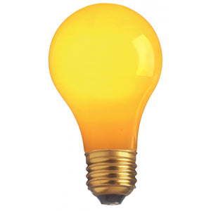 Satco S6093 25 Watt 130 Volt Ceramic Yellow A19 Medium E26 Base