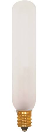 Satco S3315 15W T-6 120V E12 Candelabra Brass Base Frost Long Life 2500 Hour